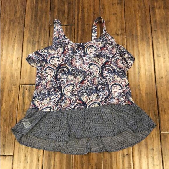 DR2 by Daniel Rainn Mixed Print Ruffle Tassel Tank Top Size MP - Picture 4 of 4